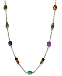 Hit the ground running with splashes of color! This illusions necklace from Lauren Ralph Lauren stuns with semi-preciouc tiger's eye and amethyst beads. Crafted in 14k gold plated mixed metal. Approximate length: 18 inches + 2-inch extender.