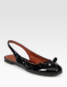 Glassy patent leather in a quirky mouse design, finished with an unexpected slingback strap. Patent leather upperLeather liningRubber solePadded insoleImportedOUR FIT MODEL RECOMMENDS ordering true size. 