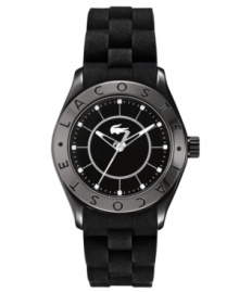 An elegant take on the classic sport watch, this Biarritz collection timepiece from Lacoste features blacked out intrigue.