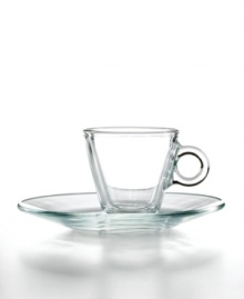 Bormioli Rocco offers a clear solution for coffee and dessert service with Easy Bar espresso cups and saucers. Simple, easy-clean glass works flawlessly with any table setting and decor.