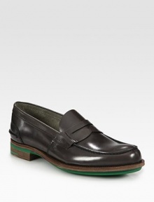 Polished calfskin leather enhance by a brightly-hued sole.Leather upperRubber soleMade in Italy