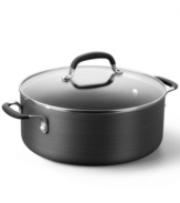 Designed for everybody's favorite Southwestern specialty, but also perfect for soups and stews, this chili pot from Simply Calphalon features a quick-heating, hard anodized exterior and double coating of exclusive nonstick formula. 10-year warranty.