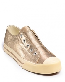 Play it cool in metallic laceless sneakers from Lauren by Ralph Lauren.