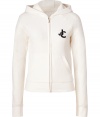 Inject sporty style into your casual-cool looks with Juicy Coutures flocked logo hoodie, detailed with metallic trim for that contemporary glamorous edge - Hooded, front zip closure, long sleeves, split kangaroo pocket - Slim fit - Layer over tees, lounge pants, and statement fashion sneakers