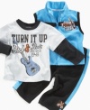 Rock on with great baby style! This three-piece set from Clubhouse amplifies he burgeoning baby fashion.