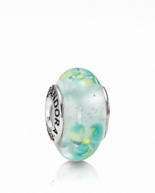 This murano glass charm features a delicate floral design and sterling silver logo-engraved trim. By PANDORA.