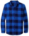 Liven up your button front collection shirts with this stylish and vivid plaid shirt by LRG.