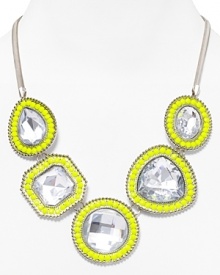 Electric shades are a bright way to accent every look, and this crystal necklace from Aqua is wholly head-turning. We love the piece's chunky look - rock it against a neutral palette for a color-pop contrast.