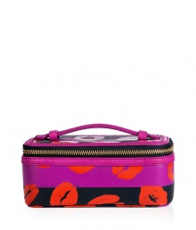 Travel with your favorite makeup essentials with this lip print covered cosmetic case from Marc by Marc Jacobs - Lip-detailed rectangular shape with zip-around closure, top handle, large compartment and mirror, leather trim - Perfect for daily use or as a thoughtful gift