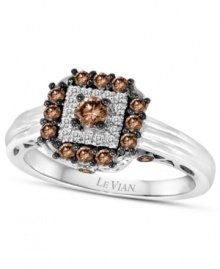 Shapely sparkle. Le Vian's stunning square-shaped ring is set in 14k white gold and shines with the addition of round-cut chocolate diamonds (3/8 ct. t.w.) and white diamond accents.