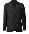 A smart, slim-cut blazer is an essential in any wardrobe, and PS by Paul Smiths black jacket is a modern must - Crafted from a fine, wool and mohair blend - Contemporary cut is single-breasted and slightly fitted - Medium-width collar and lapels, two flap pockets, single chest pocket and two-button closure - Vent at rear - Polished and elegant, perfect for pairing with a button down and jeans or a cashmere pullover and dress trousers