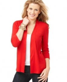 Wear with all: Karen Scott's petite cardigan features open front style and a fit that you can easily pair with almost anything in your closet!