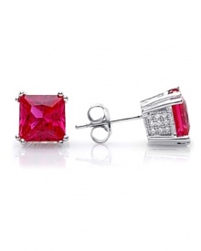 Cut in a graphic shape, Crislu's faceted ruby-colored earrings showcase the bold beauty of these gems. Wear these studs to give every look a flash of color.