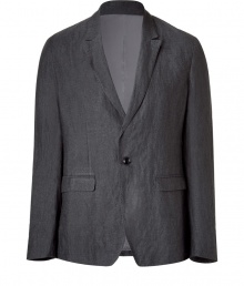 Stylish jacket made from a fine, charcoal grey viscose blend - Typical blazer cut with long, notched lapels and figure-flattering one-button front - Wonderfully comfortable and casual - Modern slim fit (single-breasted), two flap pockets - Stylish version of the classic jacket - A dream piece you can wear casually with a knit shirt and jeans or chic with a dress shirt and light trousers