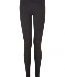 Sumptuously soft and effortlessly cool, Donna Karans pure, charcoal cashmere blend knit leggings epitomize understated luxury - Crafted with a touch of flattering stretch material - Curve-hugging, medium-rise pull on style with elasticated waist - All-over fine ribbing and cuffed ankles - A must for chic off duty looks - Pair with oversize pullovers, long white button downs and tunic tops