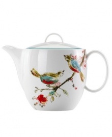 Make afternoon tea or Sunday brunch sing with the bright watercolor-inspired birds and florals that adorn this Chirp teapot. Built for lasting luster and strength in dishwasher- and microwave-safe bone china from Lenox Simply Fine. Qualifies for Rebate