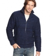 Zip yourself in warmth with this attractively handsome sherpa lined heavyweight sweater by X-Ray.