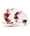 Fresh and romantic, the pretty Garden Palette Bouquet place settings boast watercolor florals grounded in white porcelain. Sleek bowls, plates and more from Mikasa are the picture of elegance, flourishing in shades of fuchsia, green and gold.