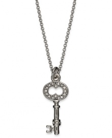 Unlock the key to endless sparkle! This Juicy Couture pendant necklace boasts a key charm embellished with crystal accents. Crafted in silver tone mixed metal. Approximate length: 16 inches + 3-inch extender. Approximate drop: 1 inch.