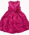 A party dress so pretty that she'll remember it for the rest of her life: Princess Faith sleeveless taffeta dress with rosette and bouffant skirt.