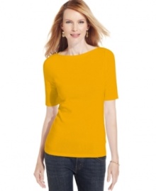 Charter Club's cotton boat-neck top is a crisp essential for casual days and great for layering with jeans or cardigans!