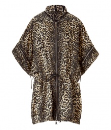 Luxurious parka in polyester - eccentric leopard print - dropped, kimono sleeves in hot new 3/4 length, with high collar and zip closure - waist with drawstring - a wow piece from the exclusive Parisian in-label Givenchy - perfect for spring and cool summer days - best combined with leather leggings and a top - with: black gladiator sandals or animal print booties