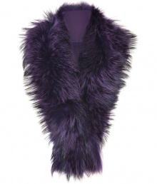 The ultimate luxe accessory, Steffen Schrauts fur scarf guarantees an exquisite polish to your outfit - Tonal berry purple raccoon fur, fringed ends, pocket on one end, front snap closure, loop on reverse for hold, fabric reverse - Layer over cashmere pullovers, or collarless coats with black leather gloves