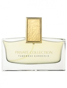 Simple. Luxurious. Elegant. Originally created by Aerin Lauder for herself and her closest friends, Private Collection Tuberose Gardenia combines the rich essences of two magnificent white flowers in a fresh, modern bouquet. The cap on this Eau de Parfum Spray is a work of art with a hammered gold texture, inspired by a necklace Aerin Lauder inherited from her grandmother, Estée Lauder. 