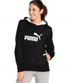 Puma's soft, comfy fleece hoodie is the perfect piece to complete an athletic layered look. Wear it with your active essentials and stay chic while you get in shape.