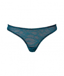 Turn up the heat with this retro-inspired lace thong from Kiki de Montparnasse - Delicate emerald floral lace with black underlay - Perfect under any outfit or with the matching bra for stylish lounging