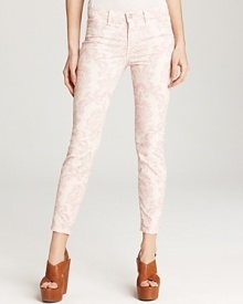 An ornate damask pattens lends romance to these J Brand skinny jeans, featuring a hint of stretch for an impeccable fit.