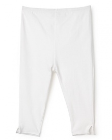 White leggings from Pearls & Popcorn channel laid-back luxe in cozy white cotton with ankle slit detail.