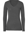 Effortlessly feminine, this super soft long sleeve tee from Majestic is a new-season must-have basic - Soft V-neckline, long sleeves, stitched trim - Loosely fitted - Pair with leather leggings and statement biker boots