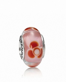 A repeating flower pattern in colorful murano glass adds energy and vibrance to your charm collection. Logo-engraved sterling silver trim displays the PANDORA signature.