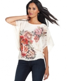 The romance of lace mixed with edgy studded hardware and a bold floral print? It must be Style&co.'s charming top!