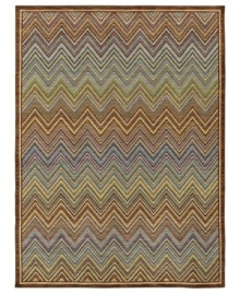 A variegated chevron design creates a chic, eye-catching home accent in the Rhodes area rug. Crafted of EverTouch® nylon that is meticulously dyed for brilliant color recognition.