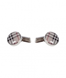 The distinctive logo check print informs these sophisticated cufflinks from Burberry London - Round shape, enamel check print - Perfect for your dressed up looks or as a thoughtful gift