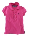 A classic cotton mesh polo is adorned with a signature pony and a pretty ruffle trim for a sweet girly touch.