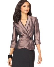 This luxurious Alex Evenings jacket pairs with pants and skirts for a polished and put-together look.