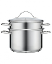 Versatile stovetop solutions are the key to culinary success. This magnificent multi-pot is a true multi-tasker, changing from stock pot to steamer to pasta cooker with a quick switch of insert. Limited lifetime warranty. (Clearance)