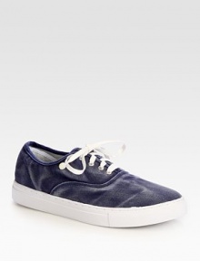 Step into the comfort zone time after time with these washed canvas trainers, that are sure to add an instant pop to your casual wardrobe.Canvas upperLeather liningPadded insoleRubber soleImported