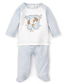 Absorba Infant Boys' Polka Dot Footed Pant Set - Sizes 0-9 Months