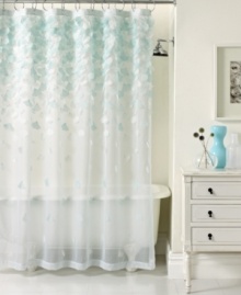 Petals aplenty! Dainty petals on a sheer backdrop disperse down this lovely shower curtain from Martha Stewart Collection for a beautiful look in your bath space. Choose from two subtle color schemes.