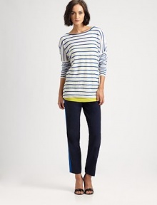 Made from lightweight linen, a striped sweater with timeless dropped shoulders and an easy fit.BoatneckDropped shouldersLong sleevesRibbed trimPull-on styleAbout 30 from shoulder to hemLinenDry cleanImported Model shown is 5'9 (175cm) wearing US size Small. 