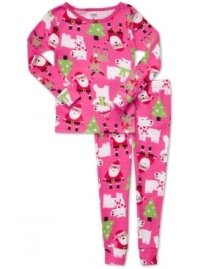 She'll have sweet dreams of holiday surprises in this festive shirt and pant pajamas set from Carter's.