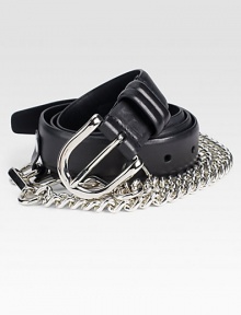 Shiny chain links and edgy stud detail defines this modern classic finished in rich Italian leather.LeatherAbout 1 wideMade in Italy