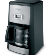 Perfect for the get-up-and-go coffee drinker, this De'Longhi coffee maker brews the perfect mug with no time wasted. Just set the timer the night before and wake up to the smell of fresh-brewed coffee every morning. One-year limited warranty. Model DC312T.