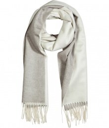 Wrap yourself up in ultra-luxe style with this muted-hue scarf from Jil Sander - Easy-to-style length, fringed edges  - Style with an elevated jeans-and-tee ensemble or a printed mini-dress and ribbed tights