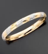 Diamond-cutting adds a sparkly edge to an elegant 14k gold over sterling silver and sterling silver bangle bracelet.