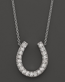 Horseshoe Diamond Pendant Necklace in 14K White Gold, 0.20 ct.t.w.